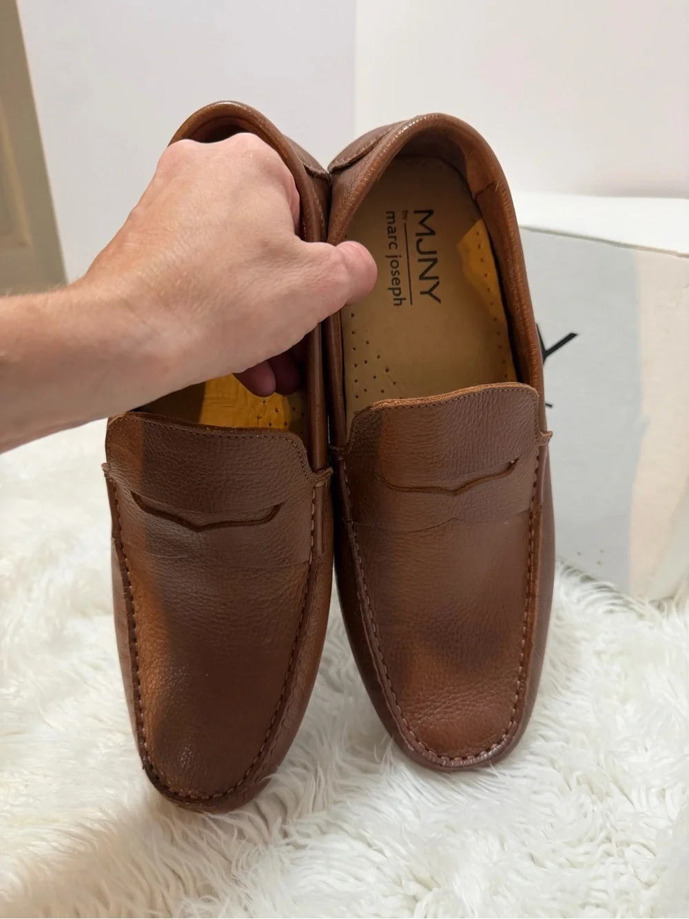 Marc Joseph Monaco Cognac Grainy 9.5 Brown leather loafers NEW